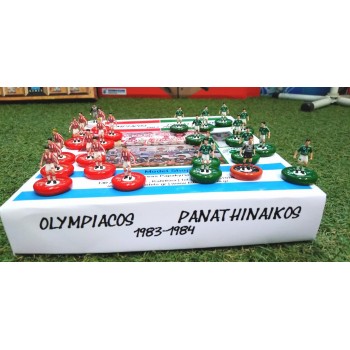 Subbuteo Andrew Table Soccer Olympiacos FC-Panathinaikos FC 1983-84 set with ball of the season, WSB Professional bases
